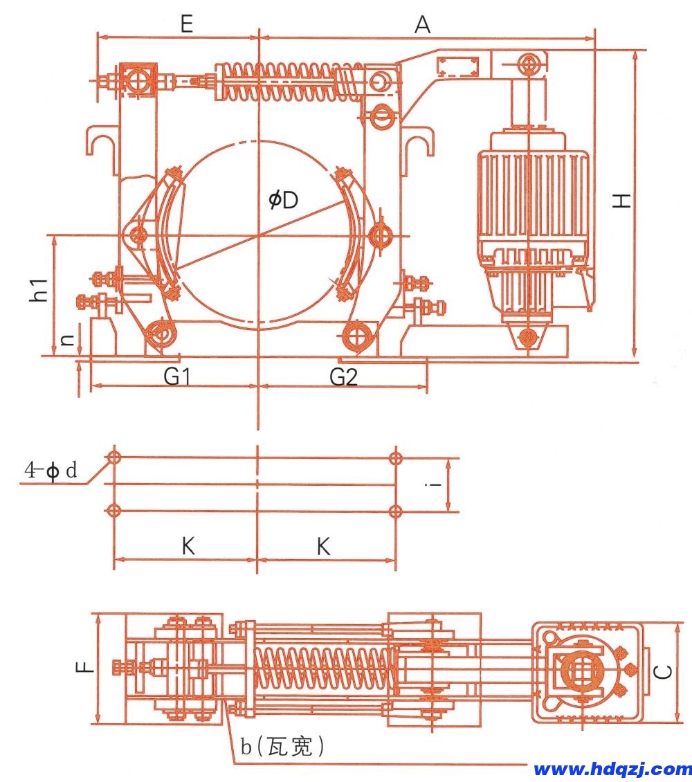 YWZ10系列電力液壓鼓式制動(dòng)器外形尺寸圖 YWZ10系列電力液壓鼓式制動(dòng)器外形尺寸圖