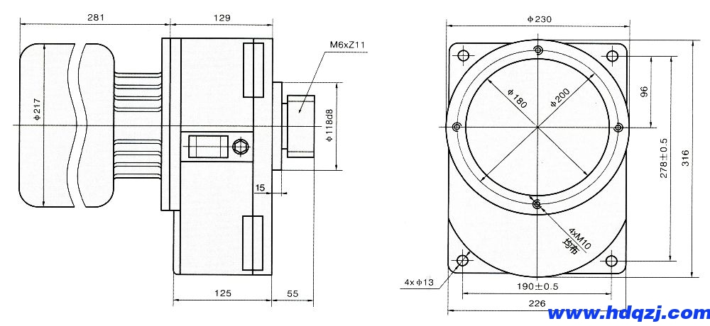 LDAB型驅動裝置外形尺寸圖 LDAB型驅動裝置外形尺寸圖