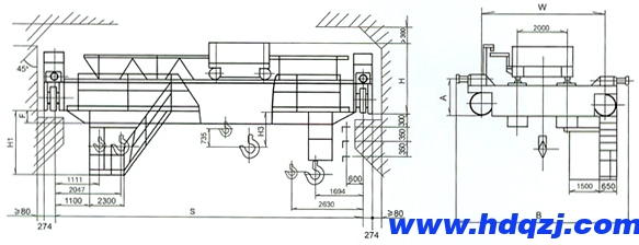 QD型16/3.2噸電動雙梁慢速吊鉤橋式起重機 QD型16/3.2噸電動雙梁慢速吊鉤橋式起重機