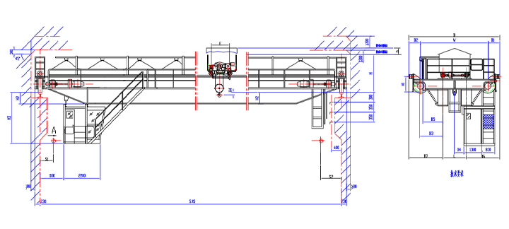 QD型通用橋式起重機示意圖 QD型通用橋式起重機示意圖