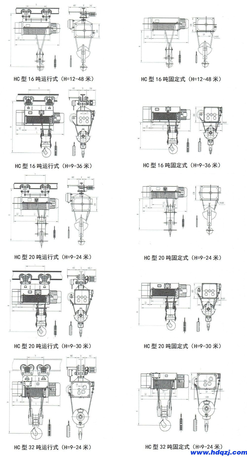HC方型鋼絲繩電動葫蘆結構圖 HC方型鋼絲繩電動葫蘆結構圖